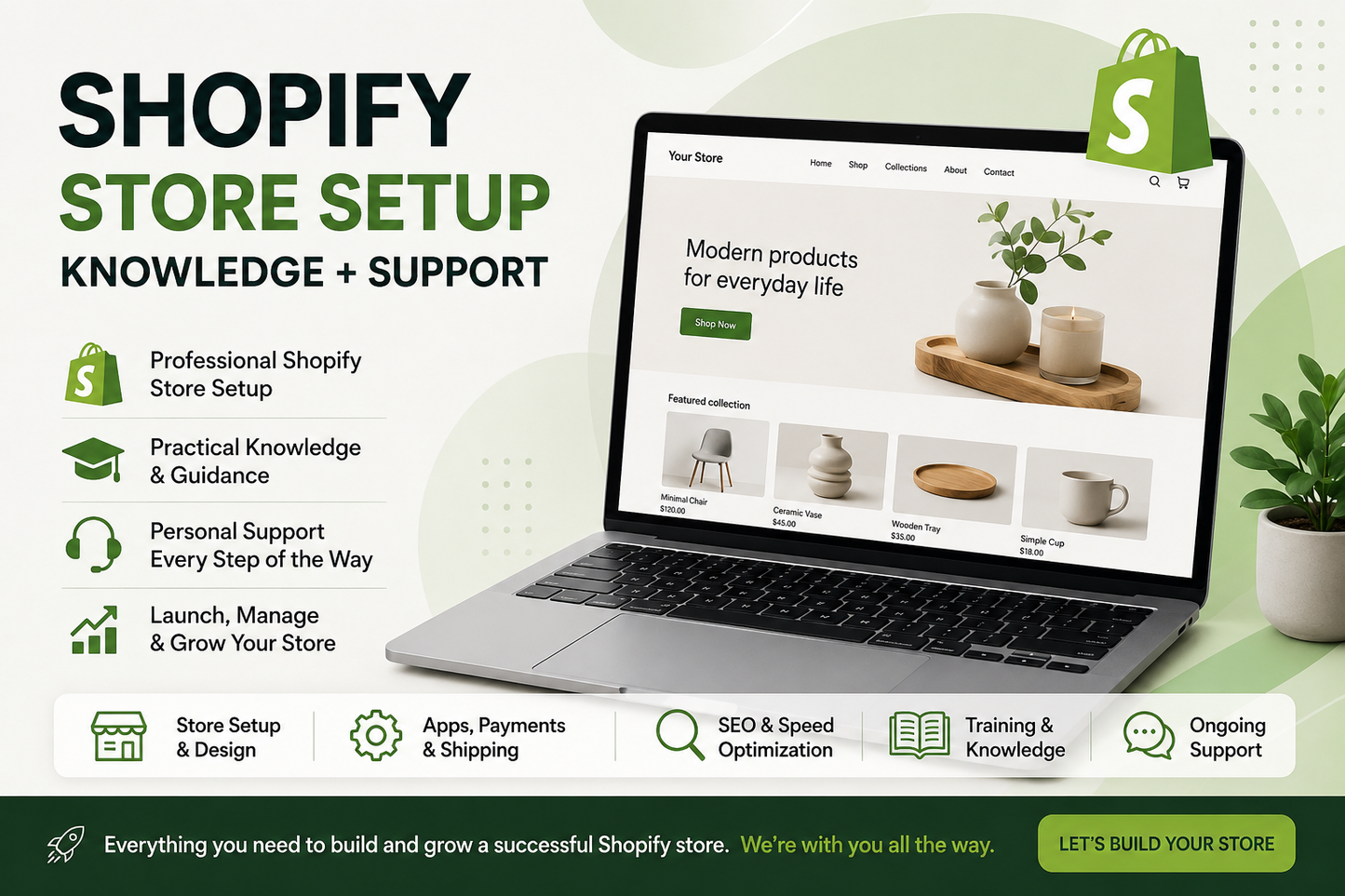 Shopify Store Setup + Knowledge & Support